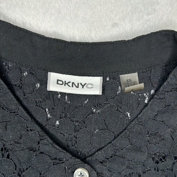 DKNYC Navy Lace Button Front Dress Tunic Oversized XS - Picture 9 of 11